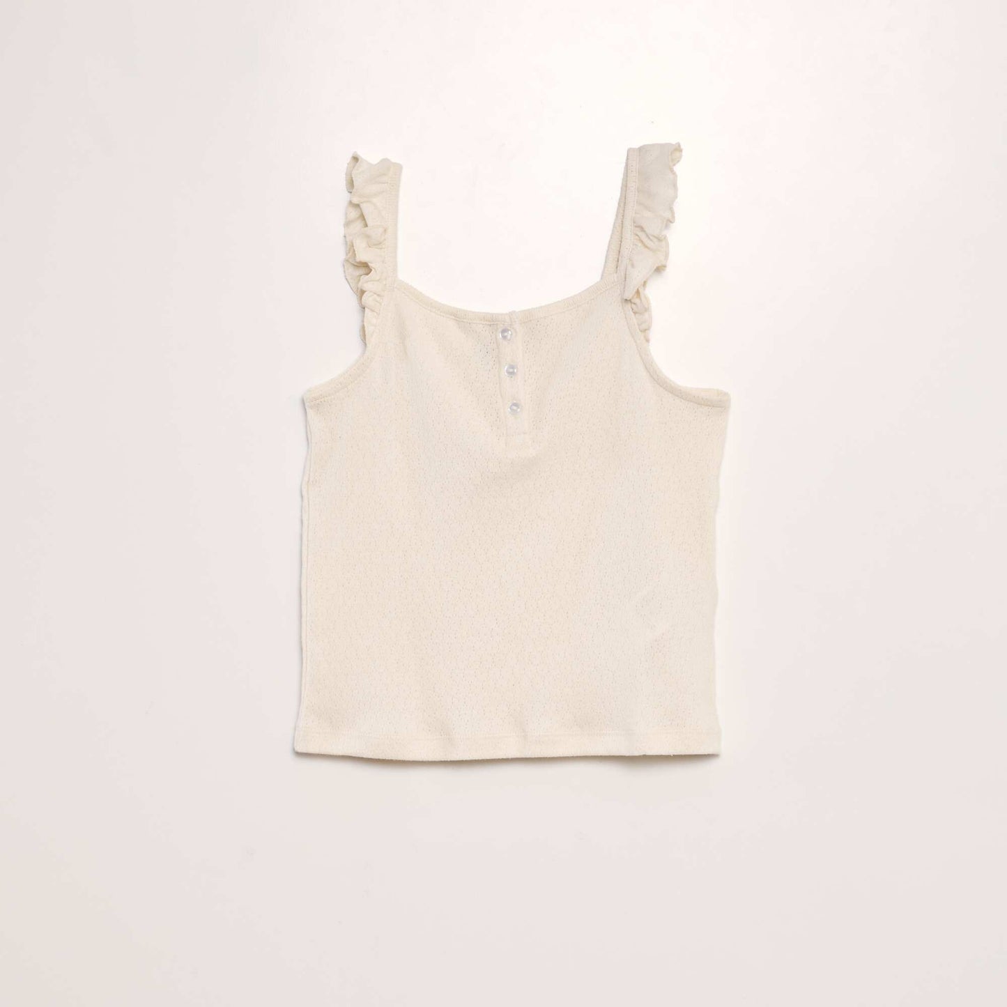 Vest top with ruffled straps BEIGE