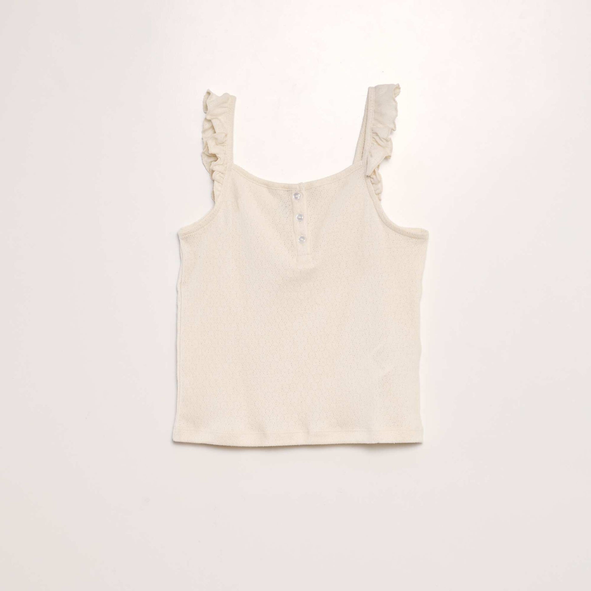Vest top with ruffled straps BEIGE