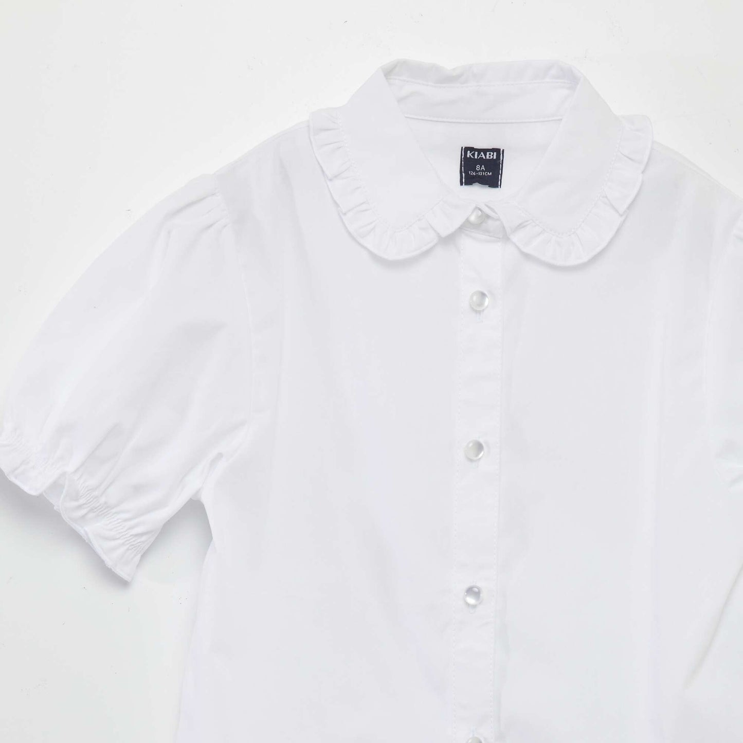 Gathered short-sleeved blouse white