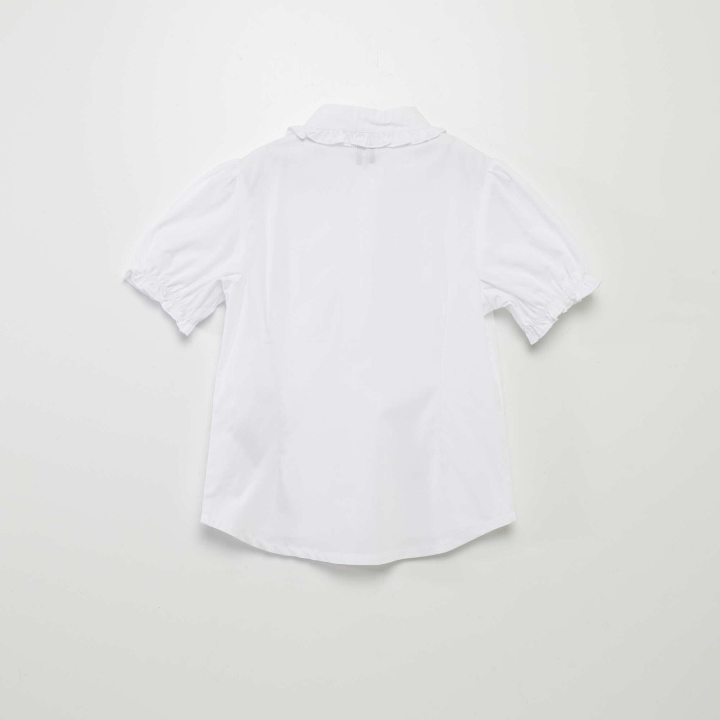 Gathered short-sleeved blouse white