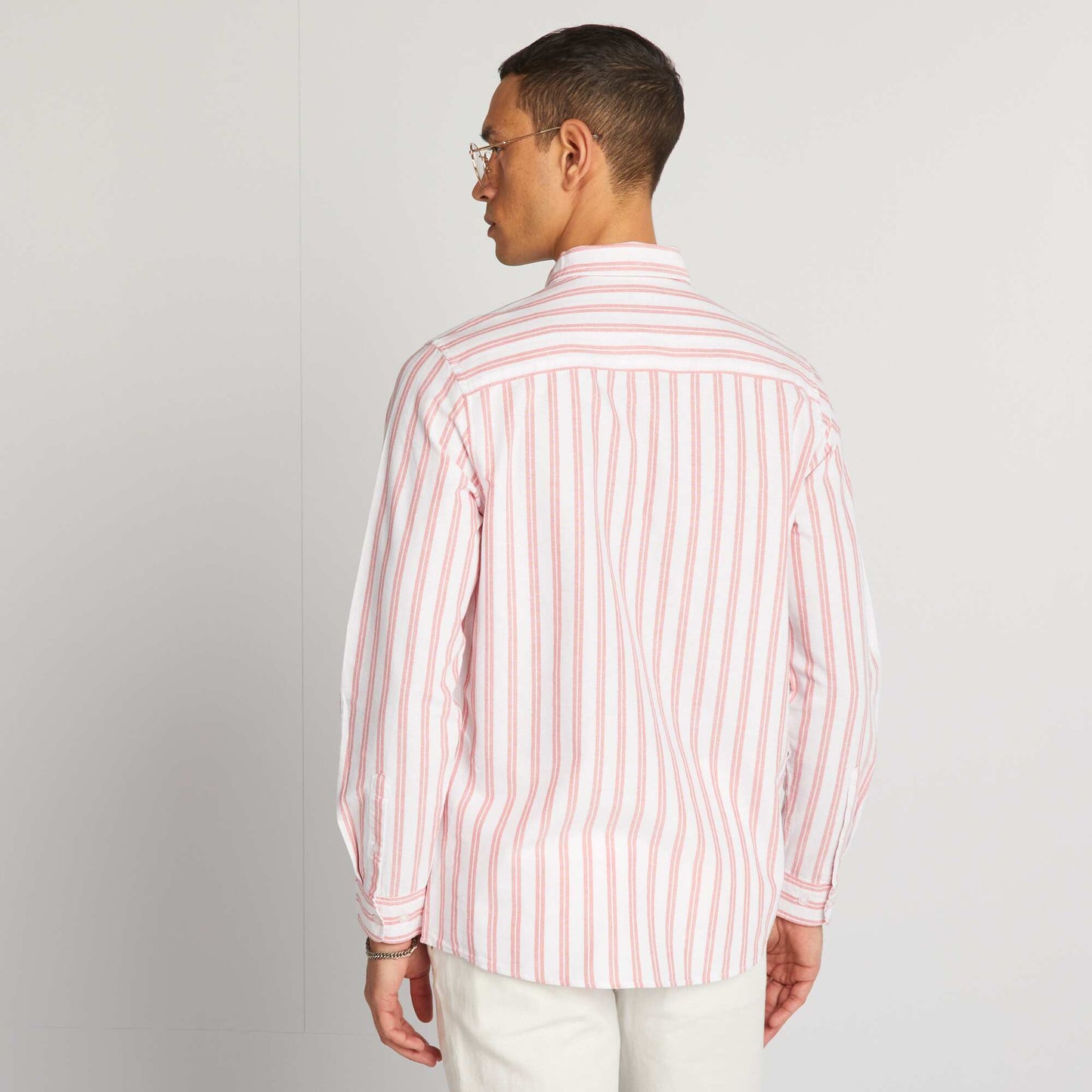 Straight-cut striped shirt ORANGE