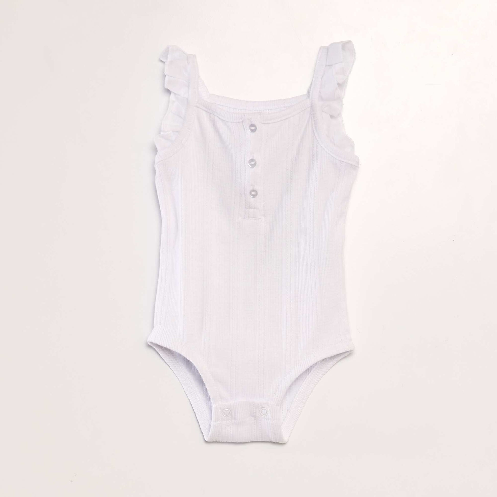Pointelle knit strappy bodysuit WHITE