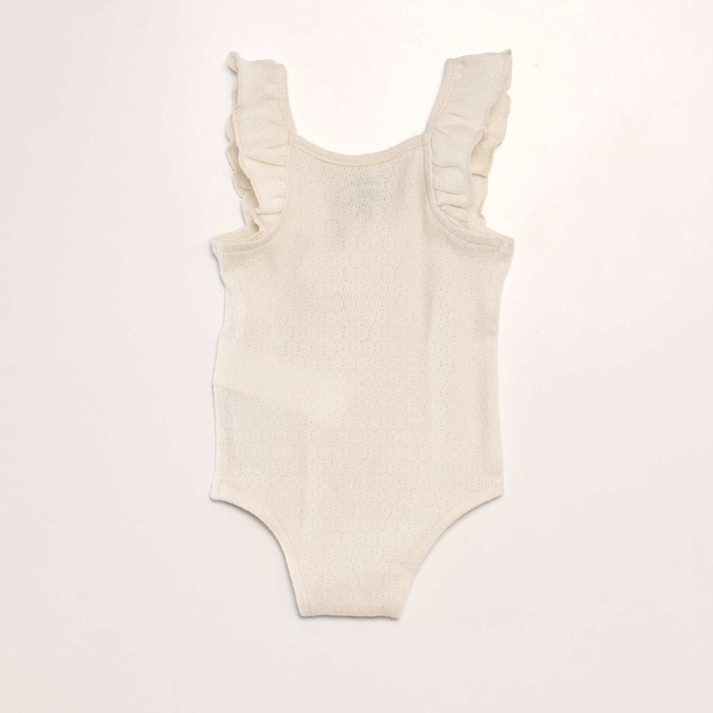 Pointelle knit fabric strappy bodysuit BEIGE