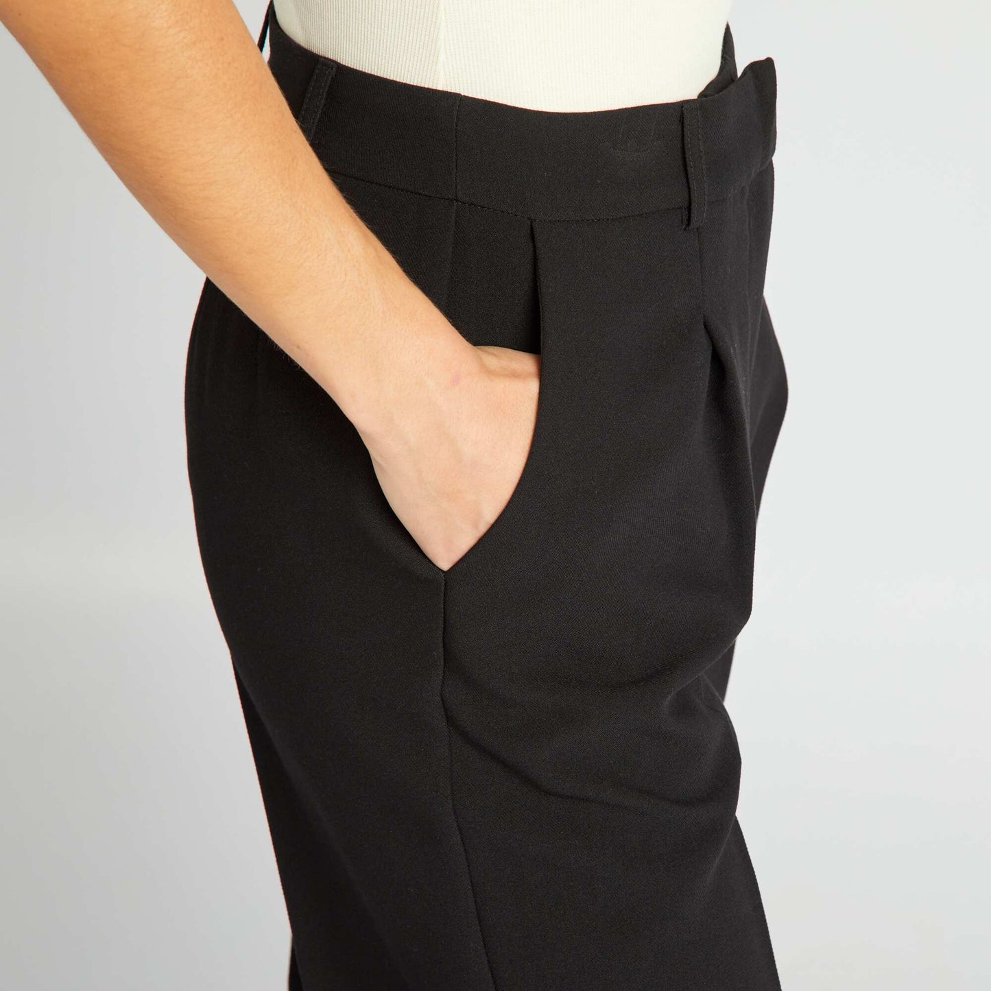 Wide-leg plain trousers black