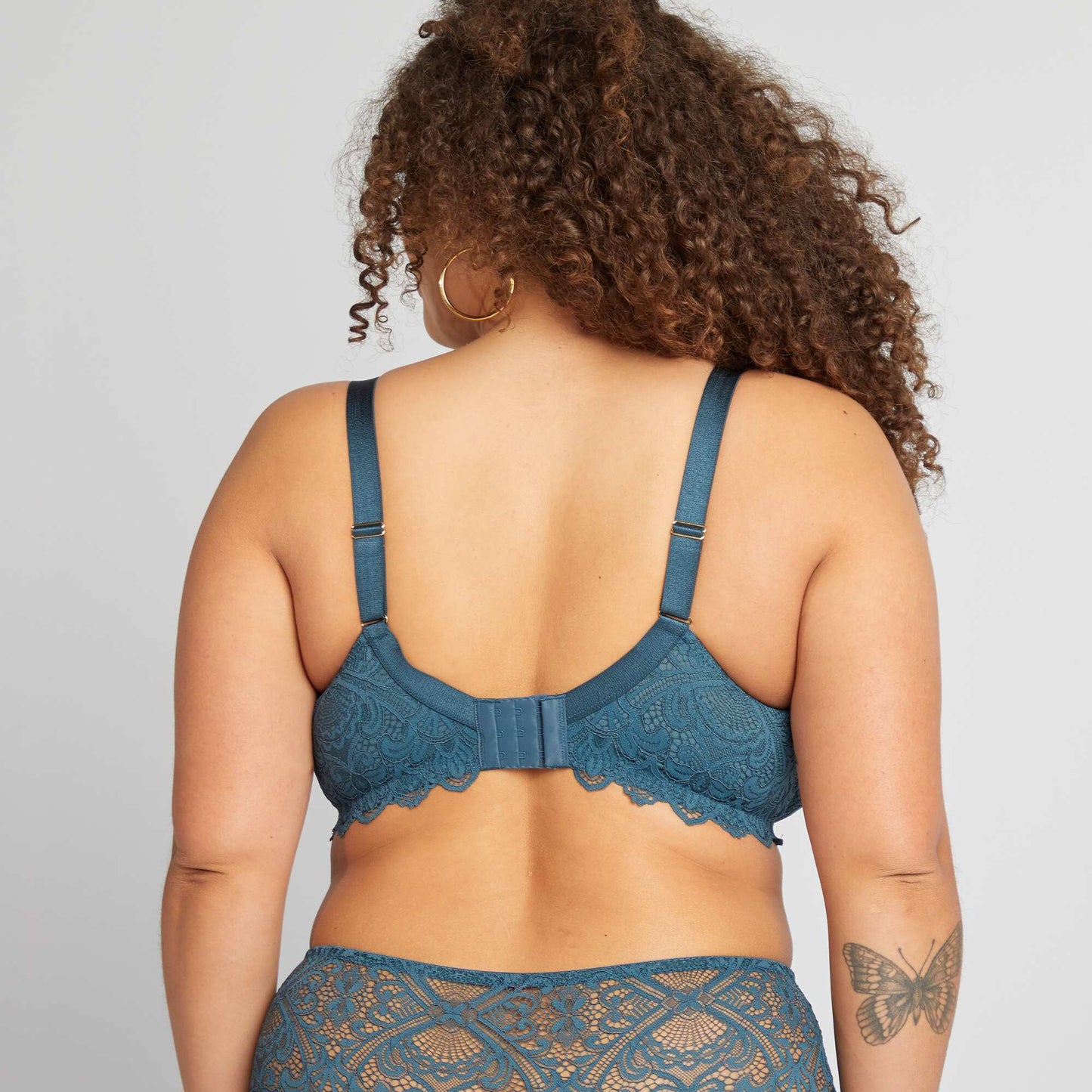 Full-coverage lace demi-cup bra BLUE