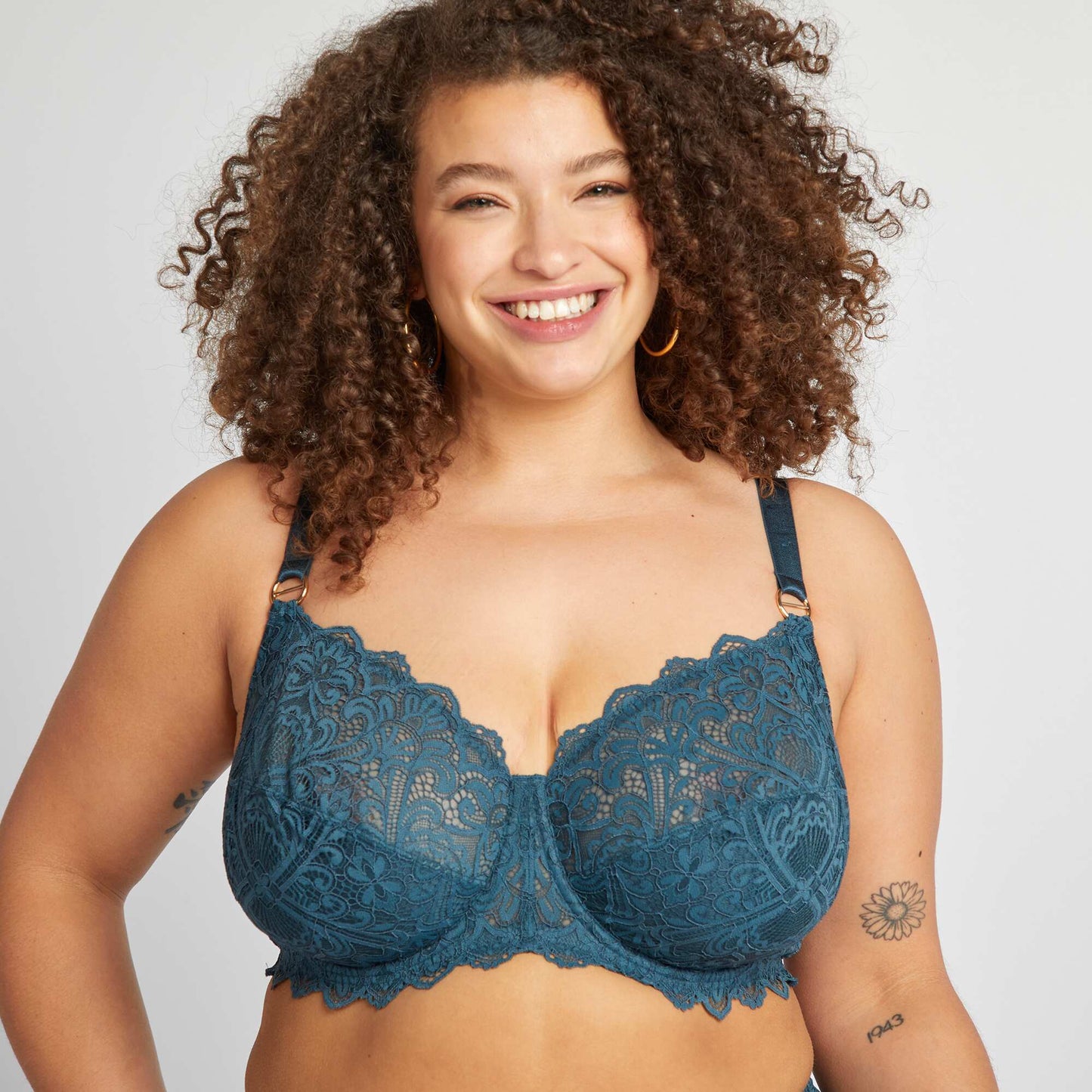 Full-coverage lace demi-cup bra BLUE