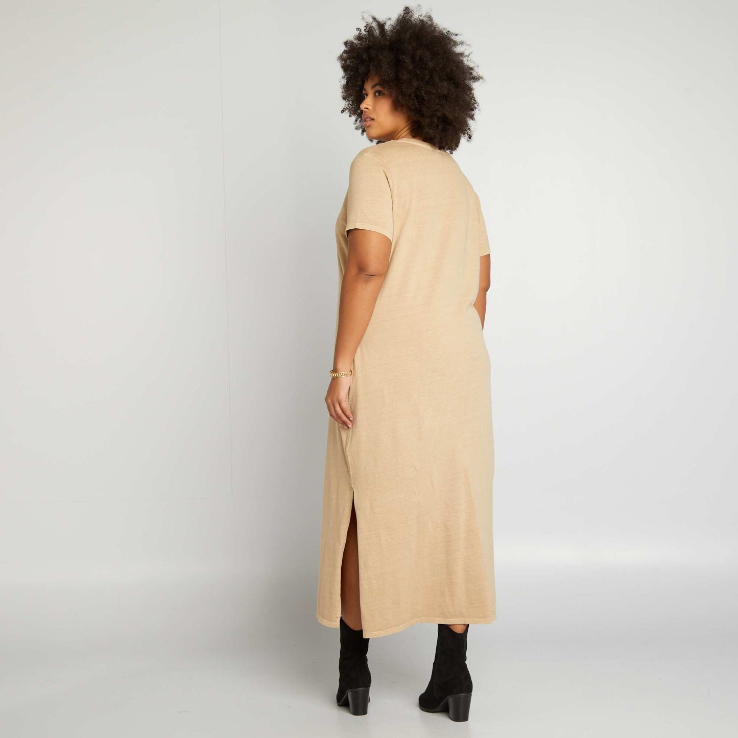 Faded effect T-shirt dress BEIGE