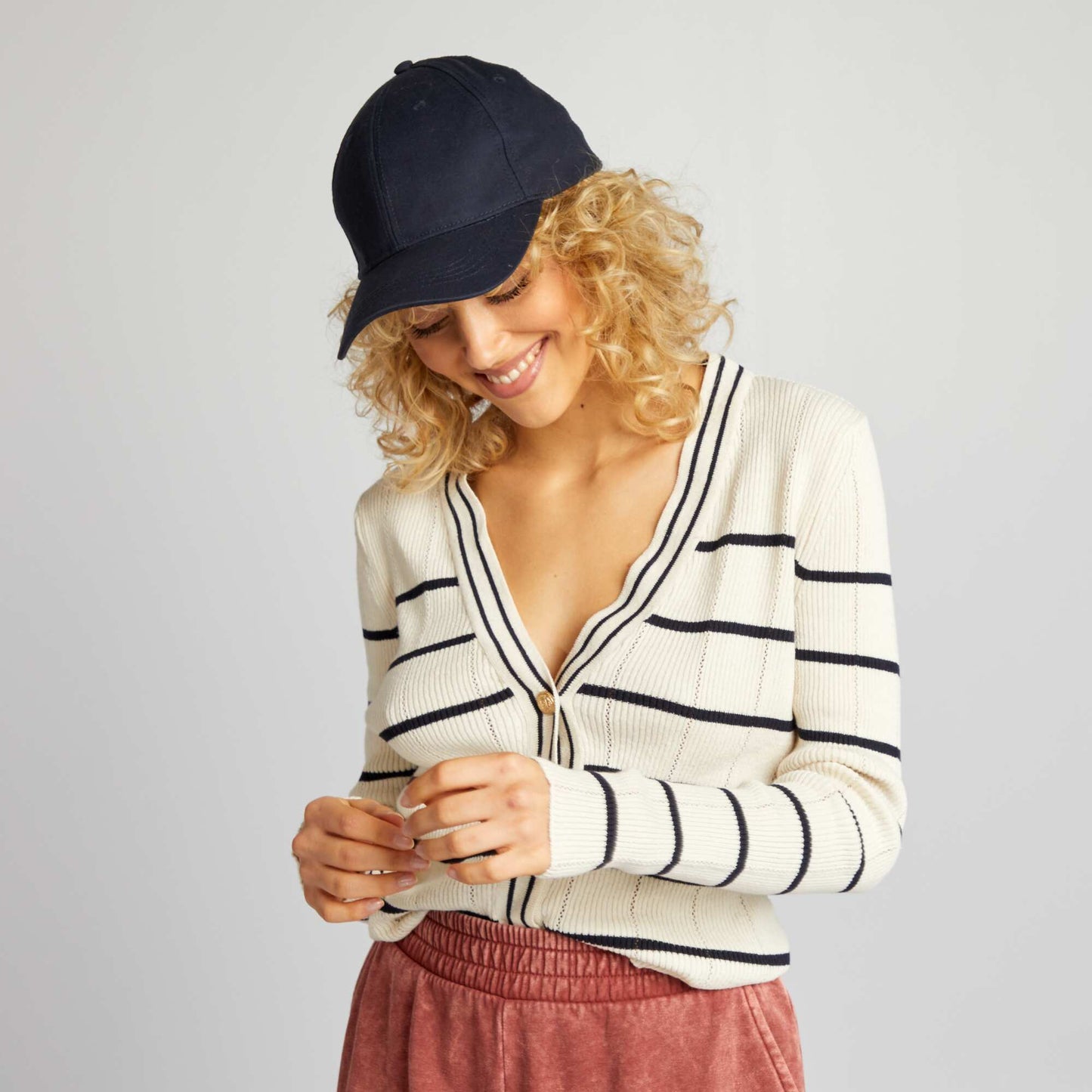 Ribbed knit cardigan BEIGE