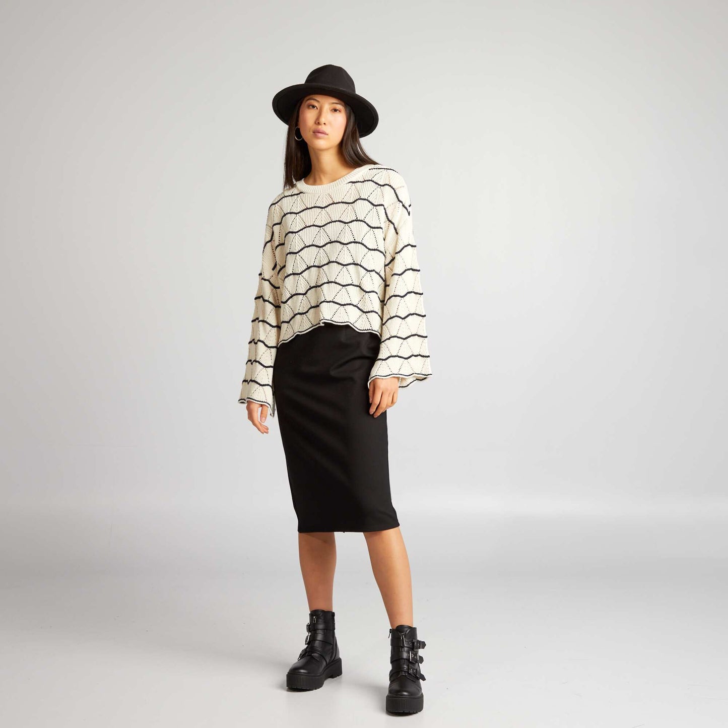 Openwork knit jumper BEIGE