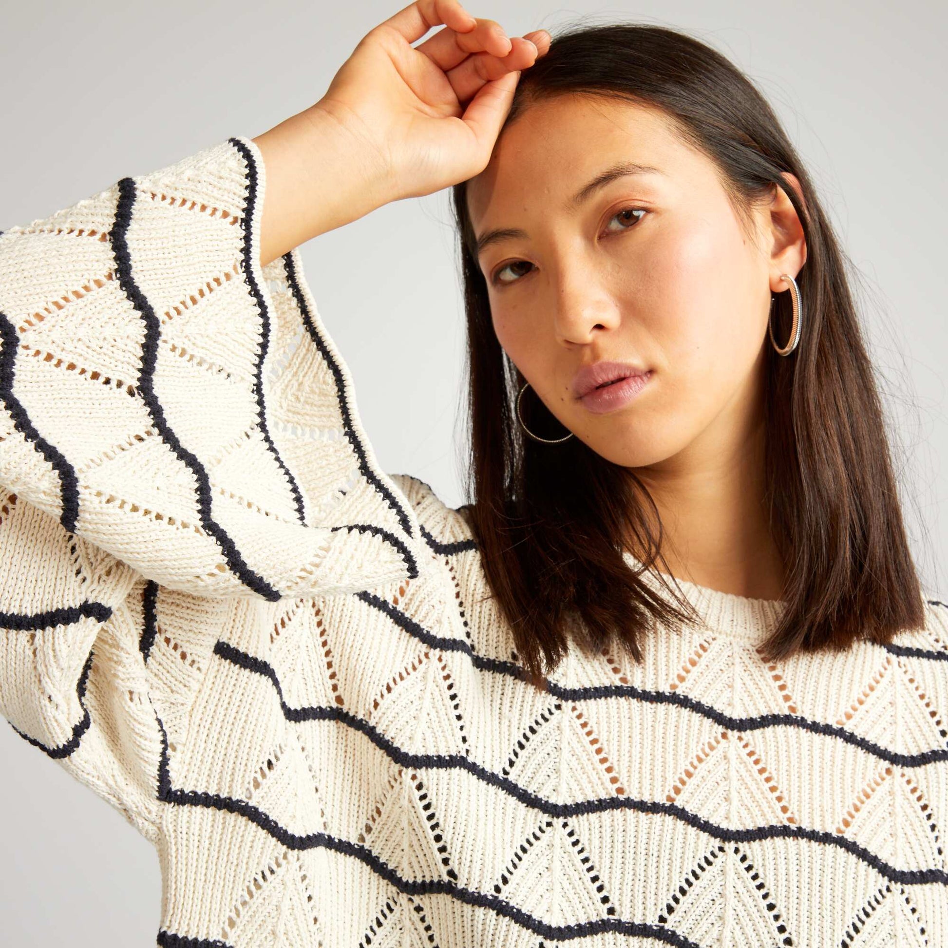 Openwork knit jumper BEIGE