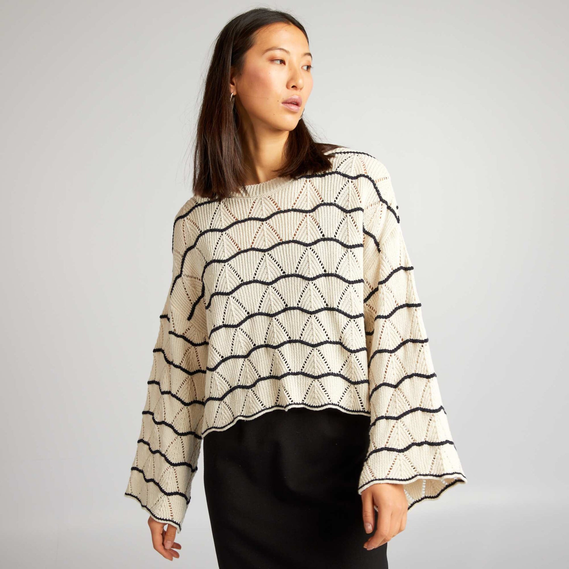 Openwork knit jumper BEIGE