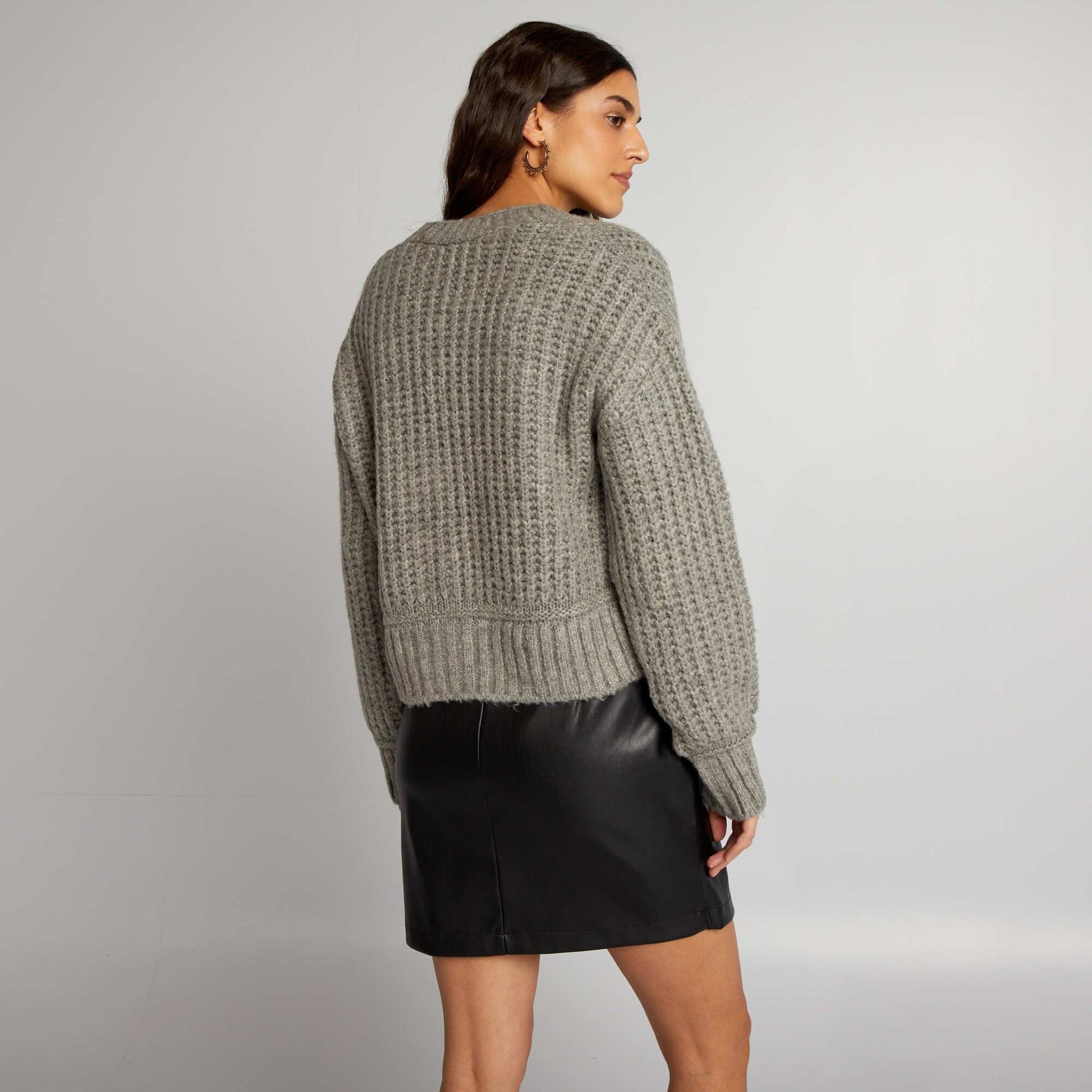 Chunky heavyweight knit cardigan GREY
