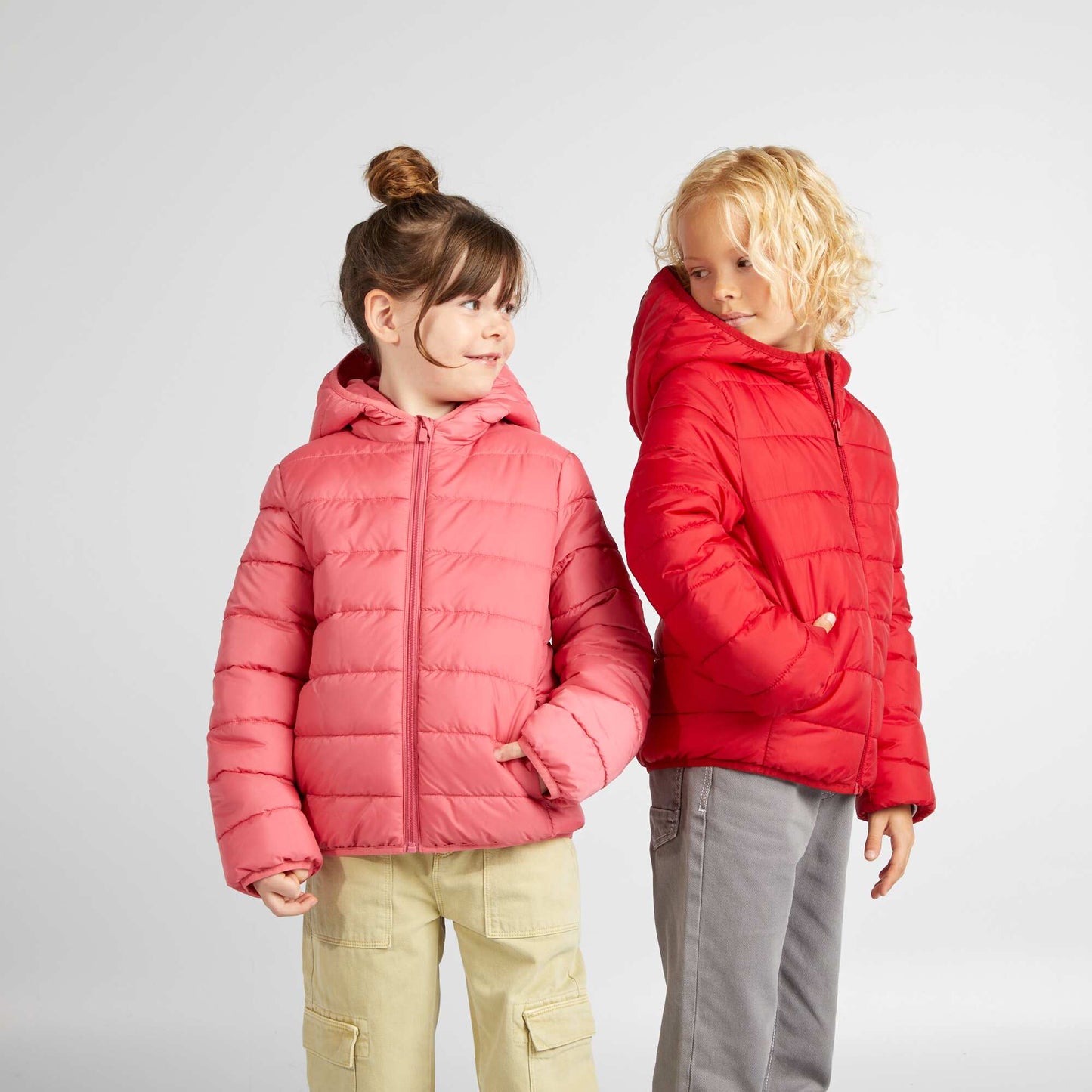 Quilted padded jacket with hood pink