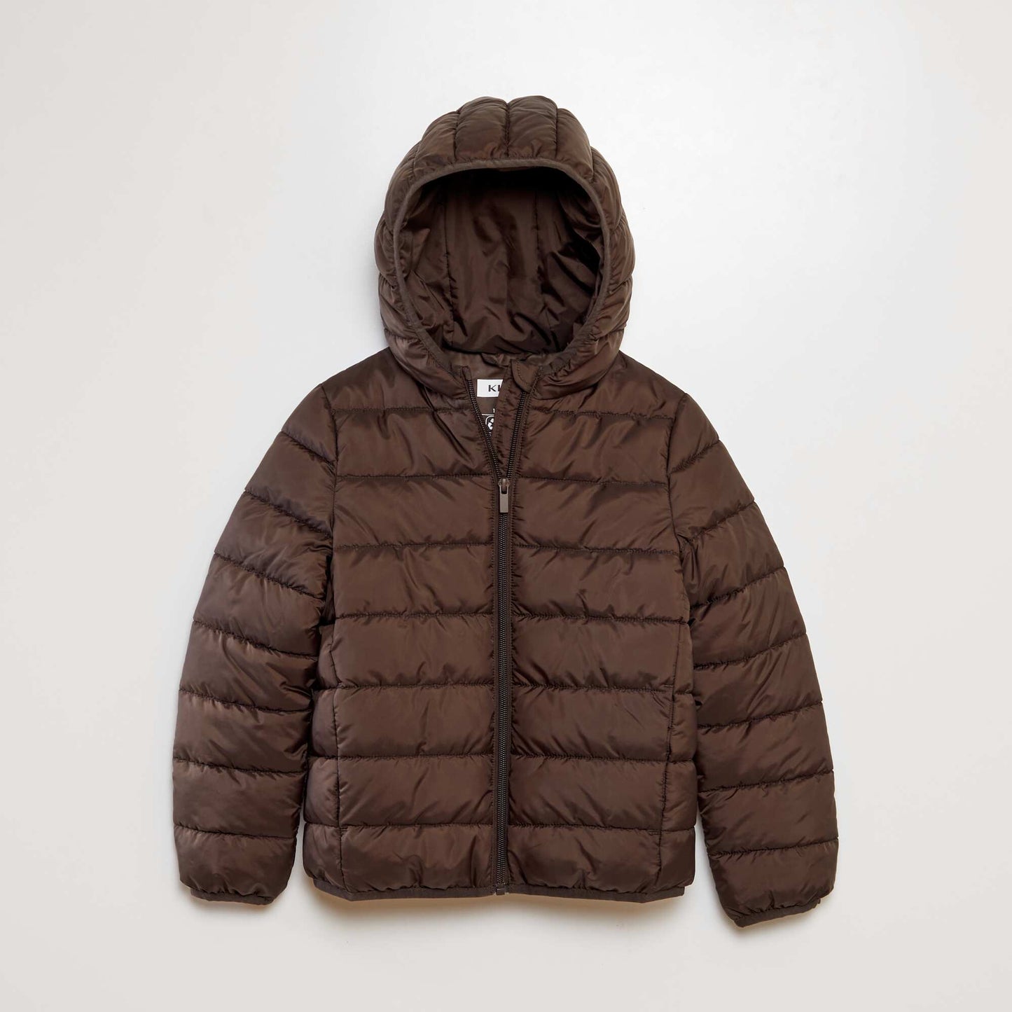 Quilted padded jacket with hood BROWN