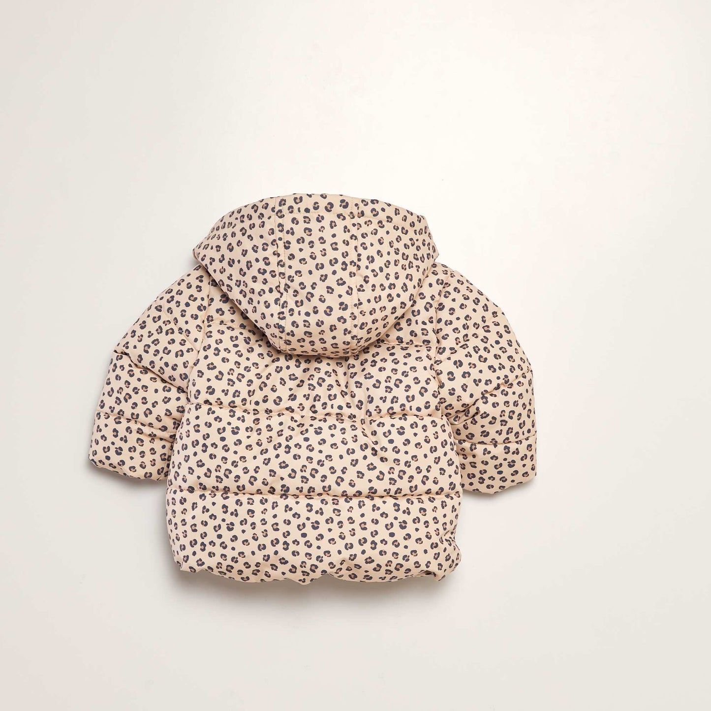 Fleece-lined printed padded jacket BEIGE