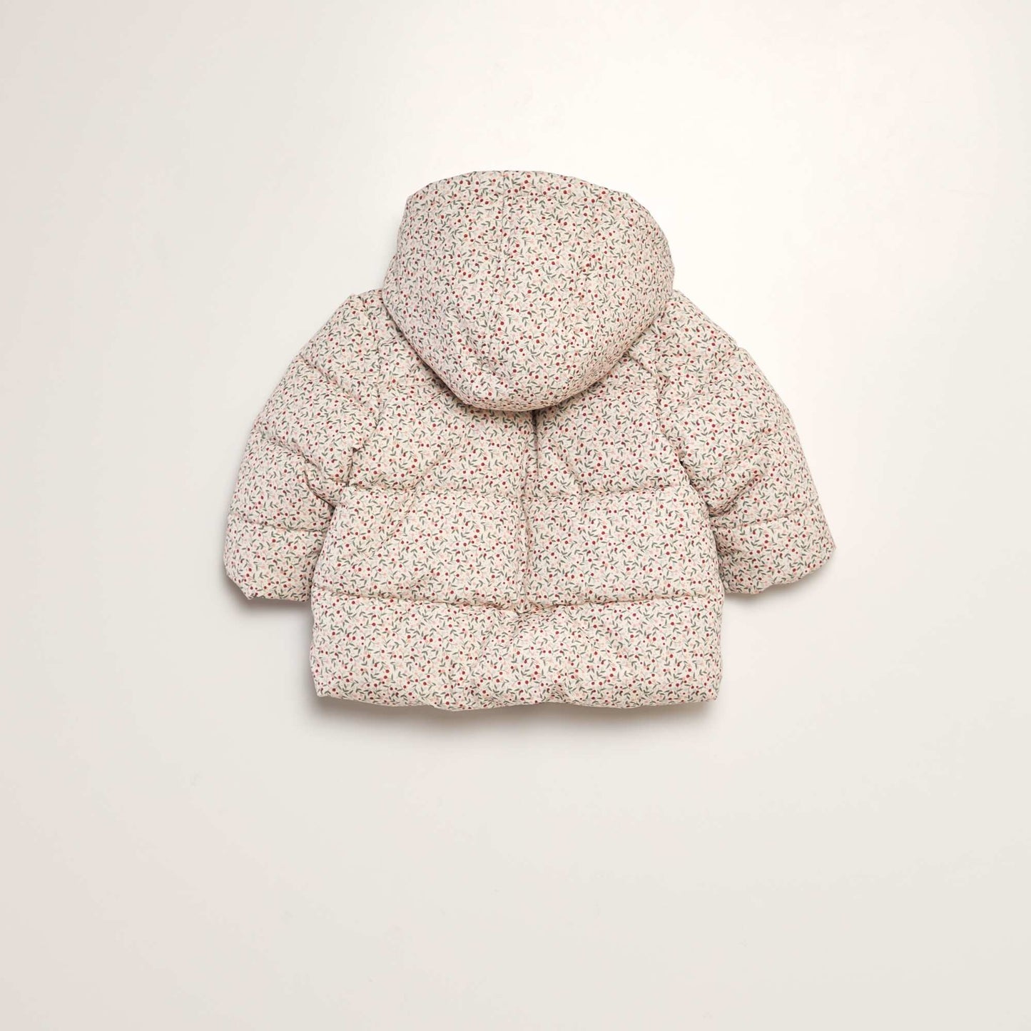 Fleece-lined printed padded jacket BEIGE