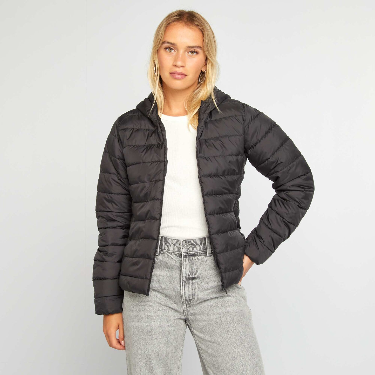 Lightweight quilted padded jacket black