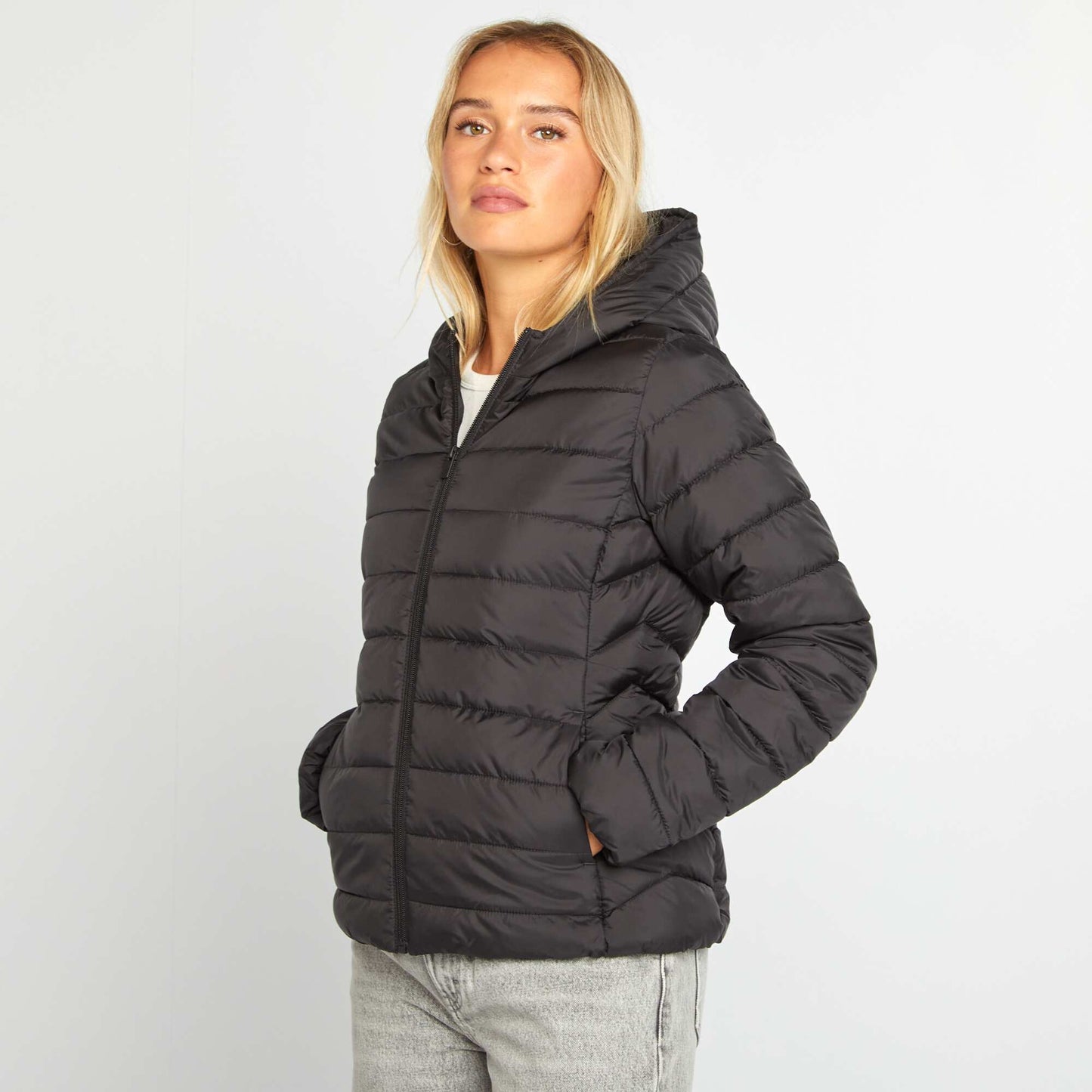 Lightweight quilted padded jacket black