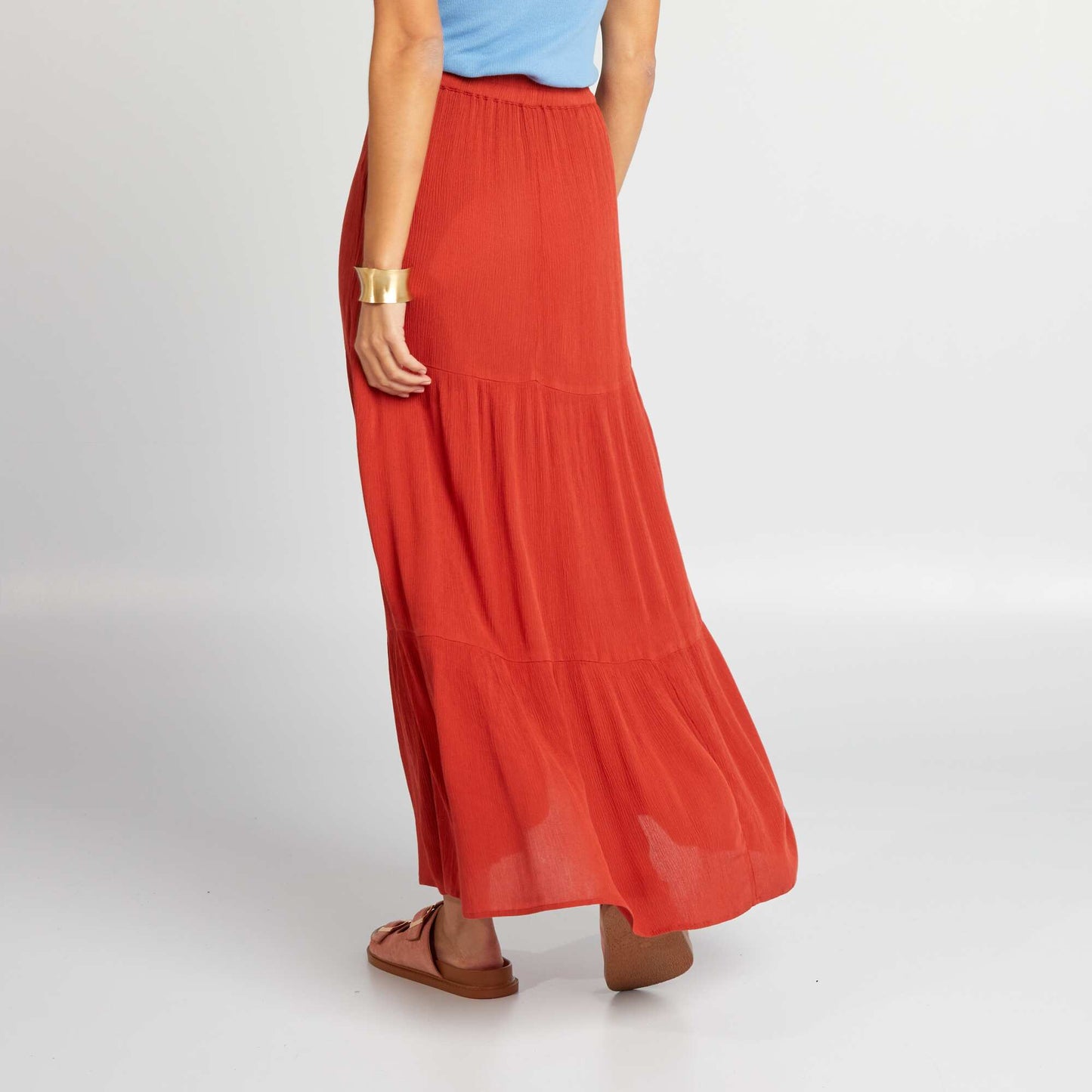 Long crepe knit skirt RED