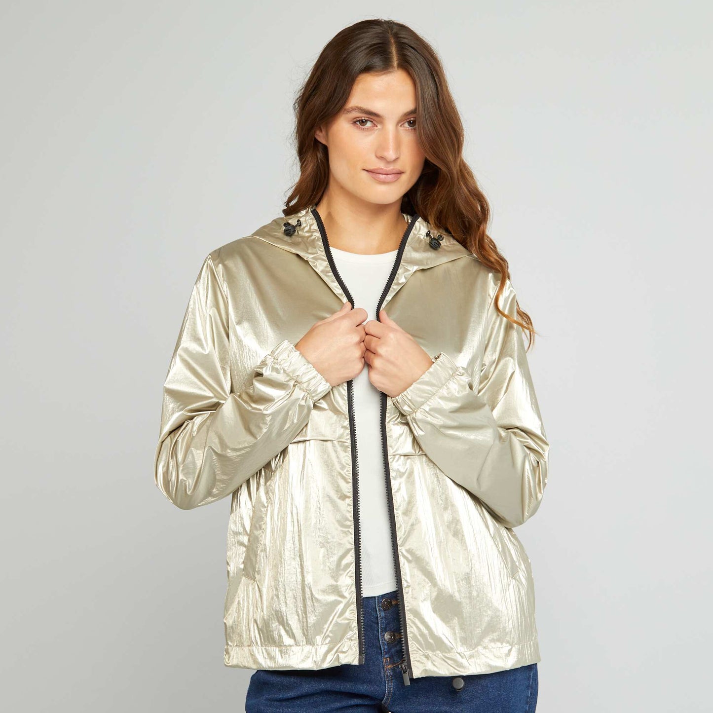 Metallic hooded windcheater YELLOW