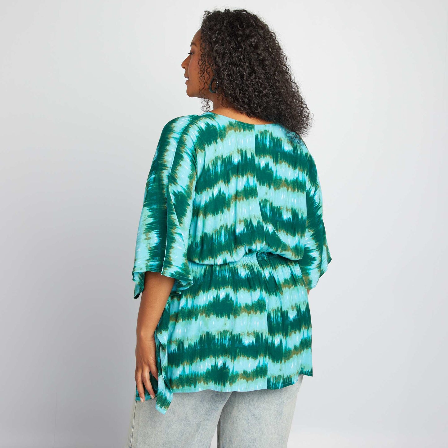 Flowing blouse with butterfly sleeves GREEN