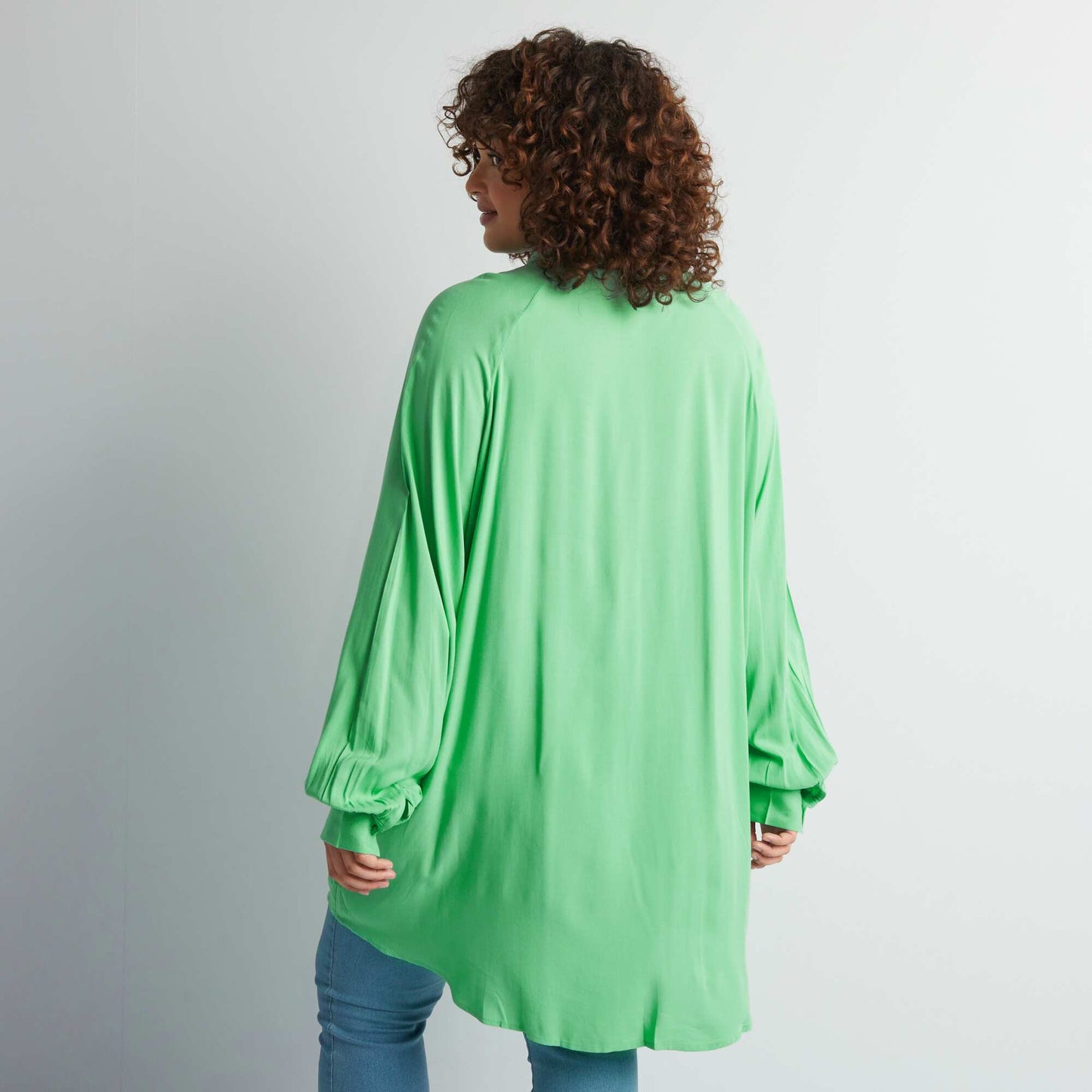 Longline shirt with long sleeves GREEN