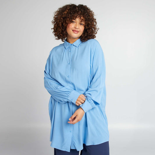 Longline shirt with long sleeves BLUE