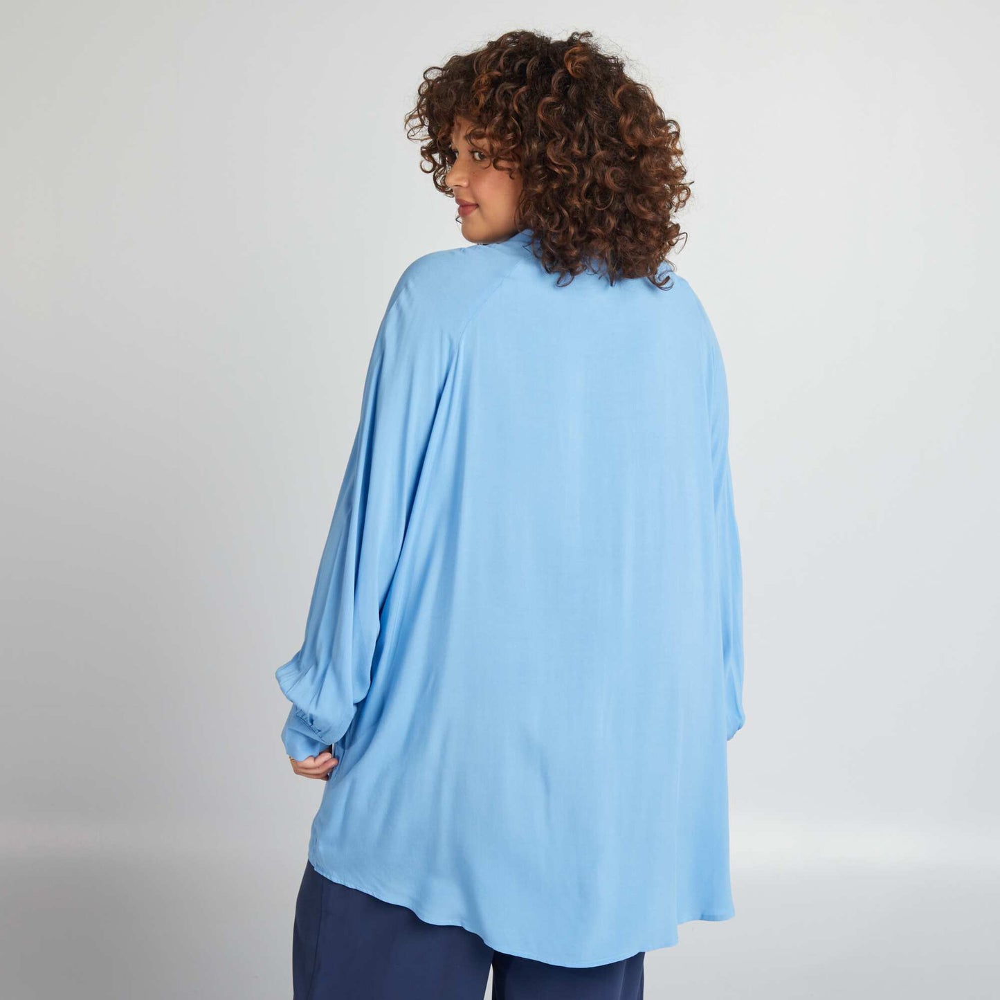 Longline shirt with long sleeves BLUE