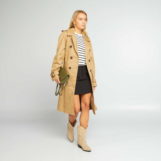 Long plain trench coat BEIGE