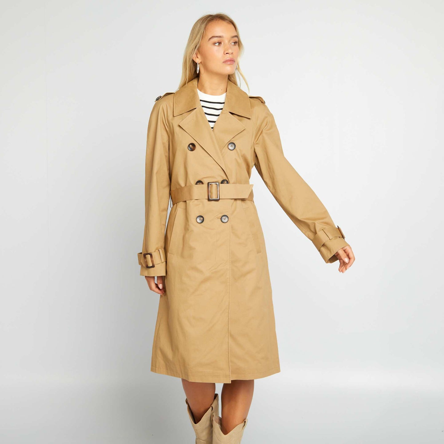 Long plain trench coat BEIGE