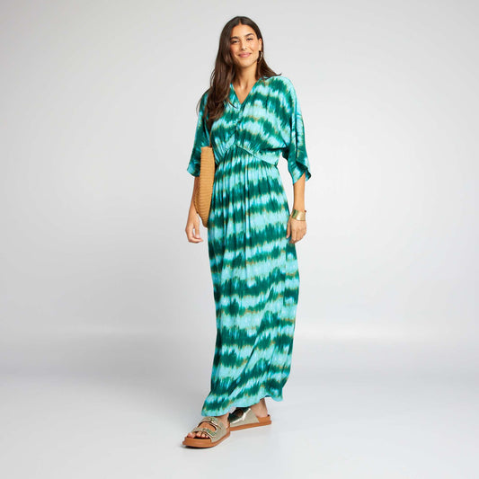 Long tie-dye beach dress GREEN