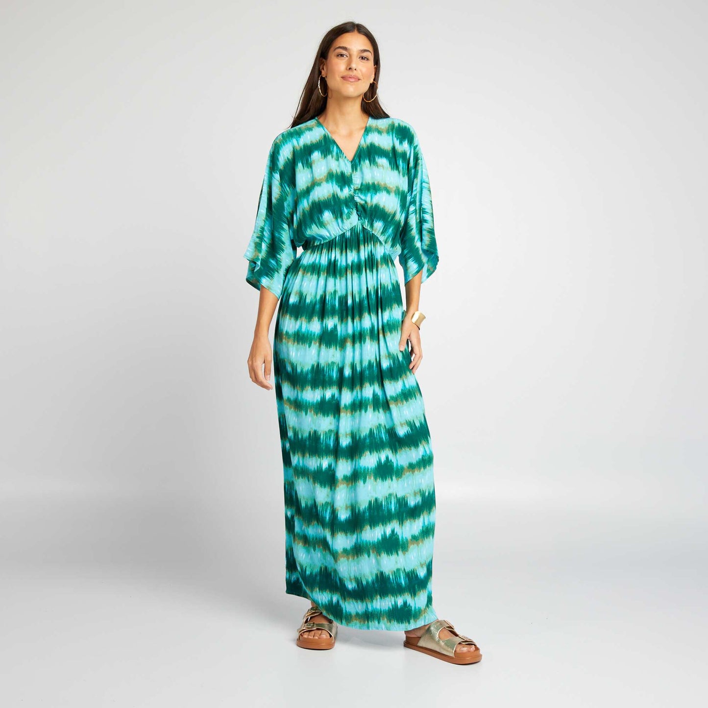 Long tie-dye beach dress GREEN