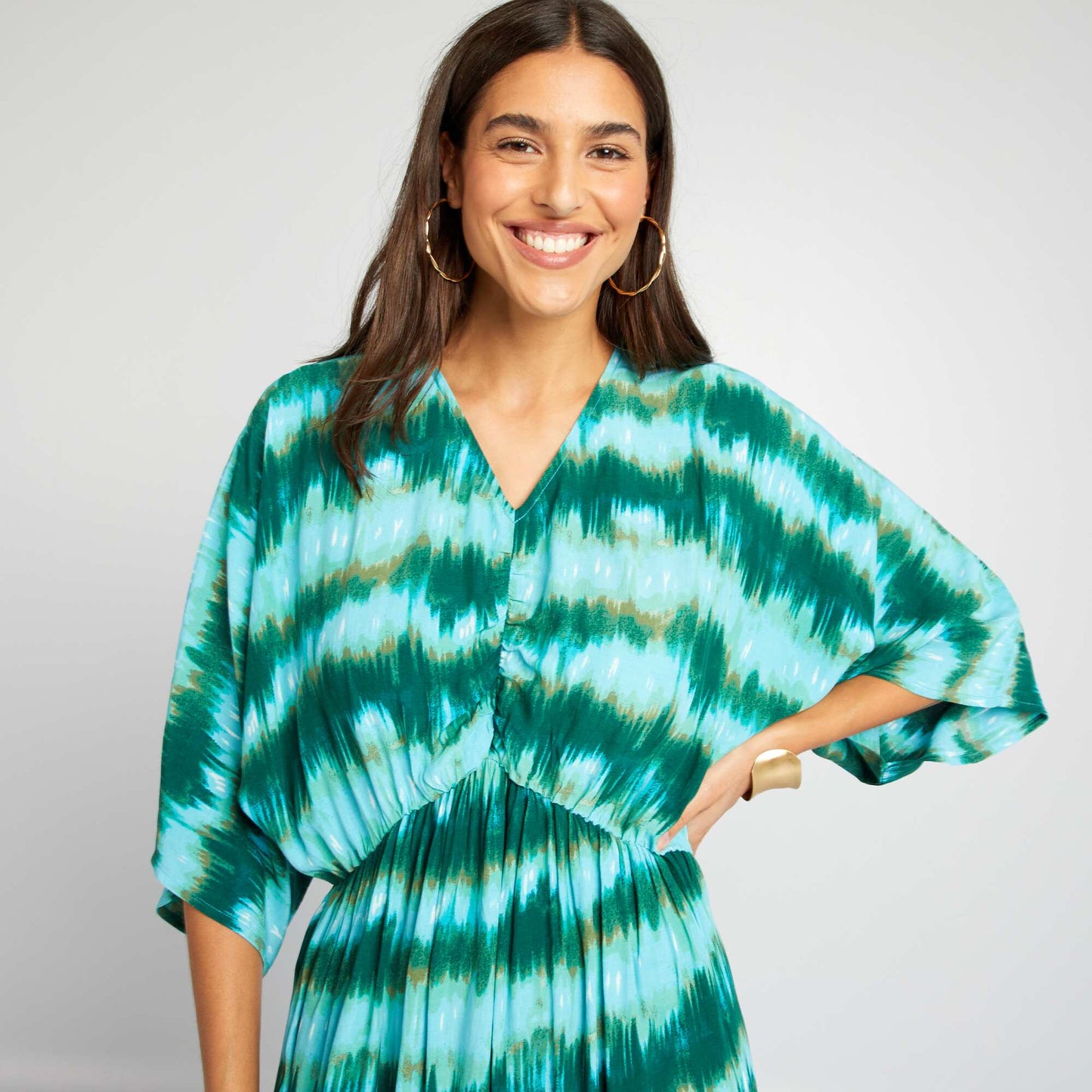 Long tie-dye beach dress GREEN