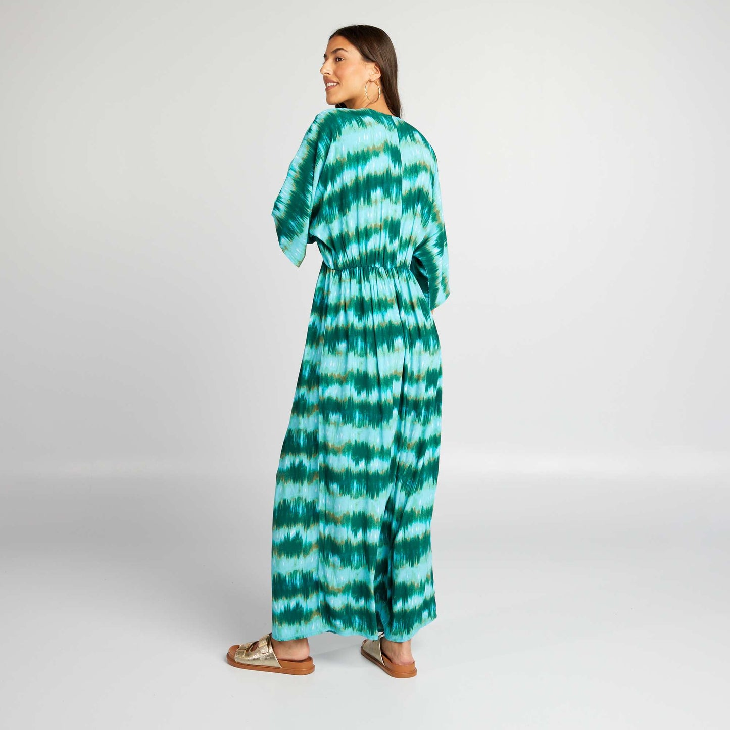 Long tie-dye beach dress GREEN