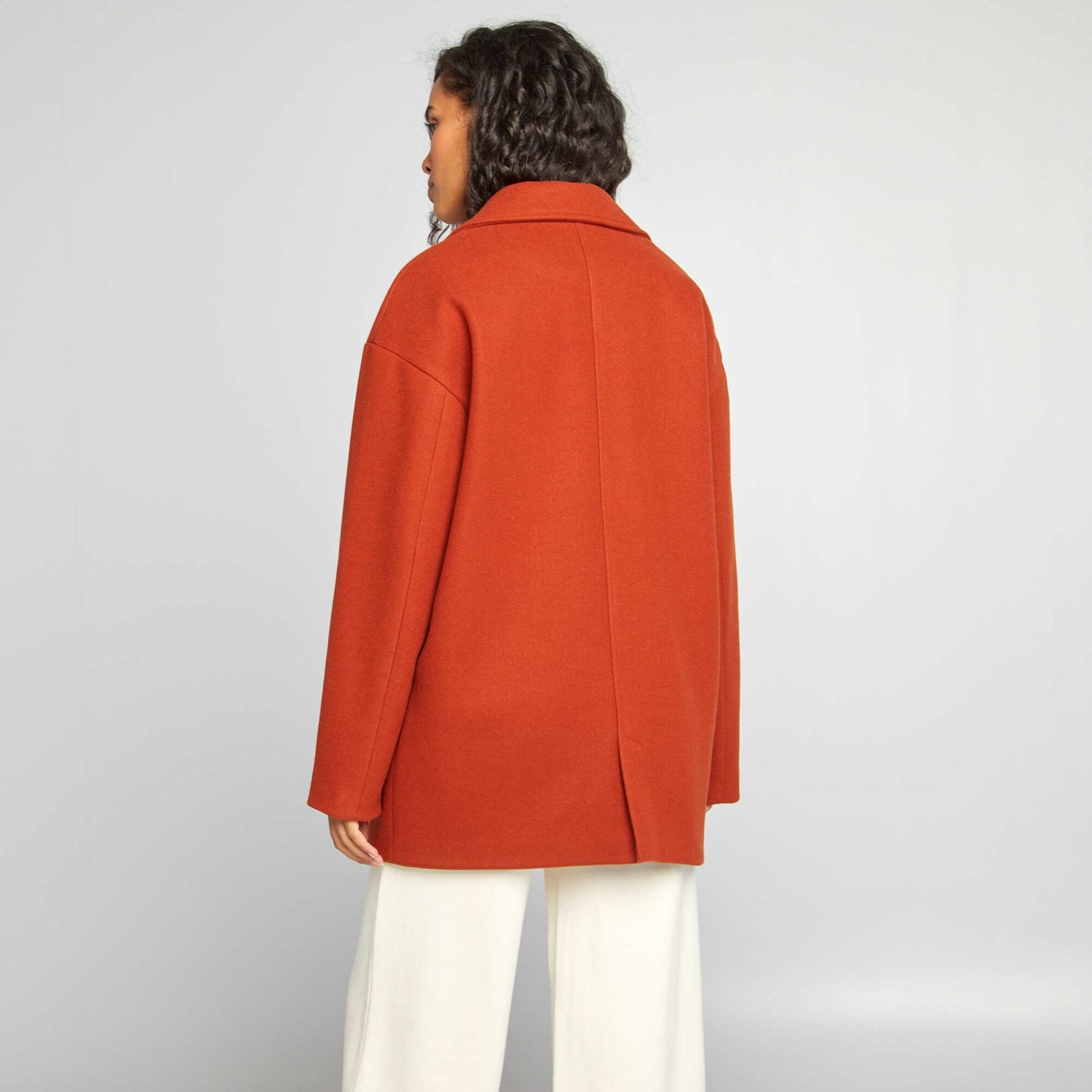 Wool-effect mid-length coat ORANGE