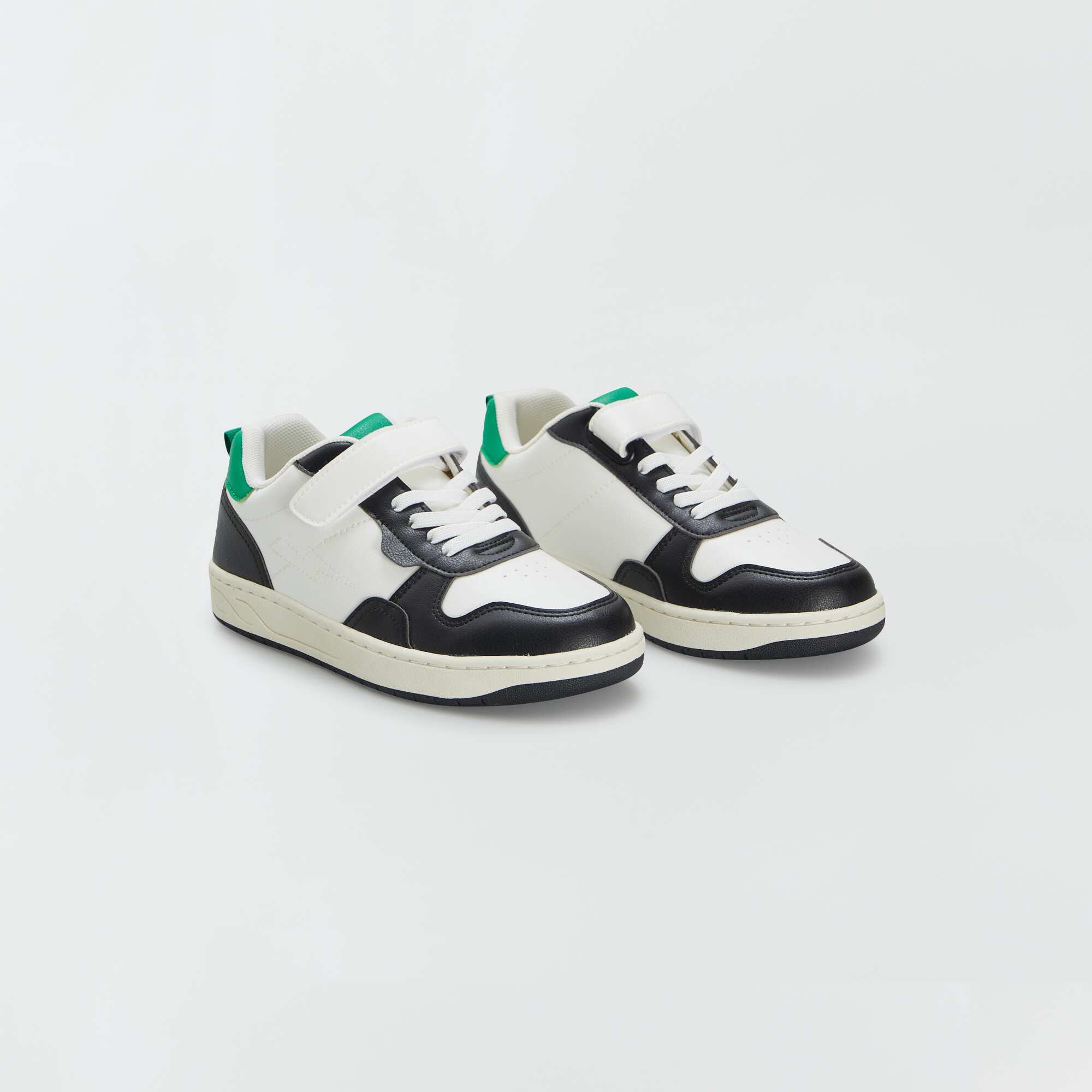 Trainers with Velcro fastening + elasticated laces WHITE â Kiabi KSA