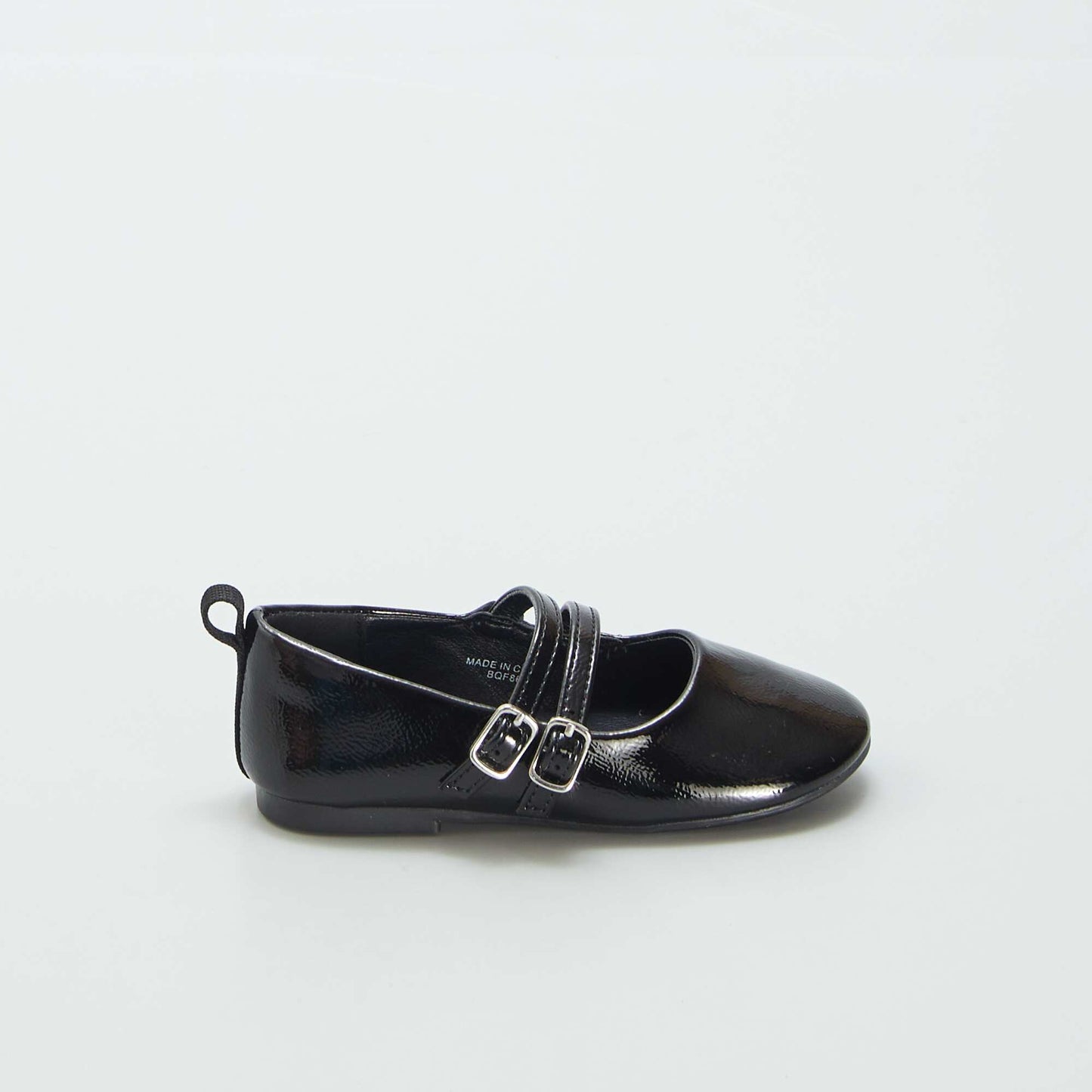 Double strap patent ballet pumps black