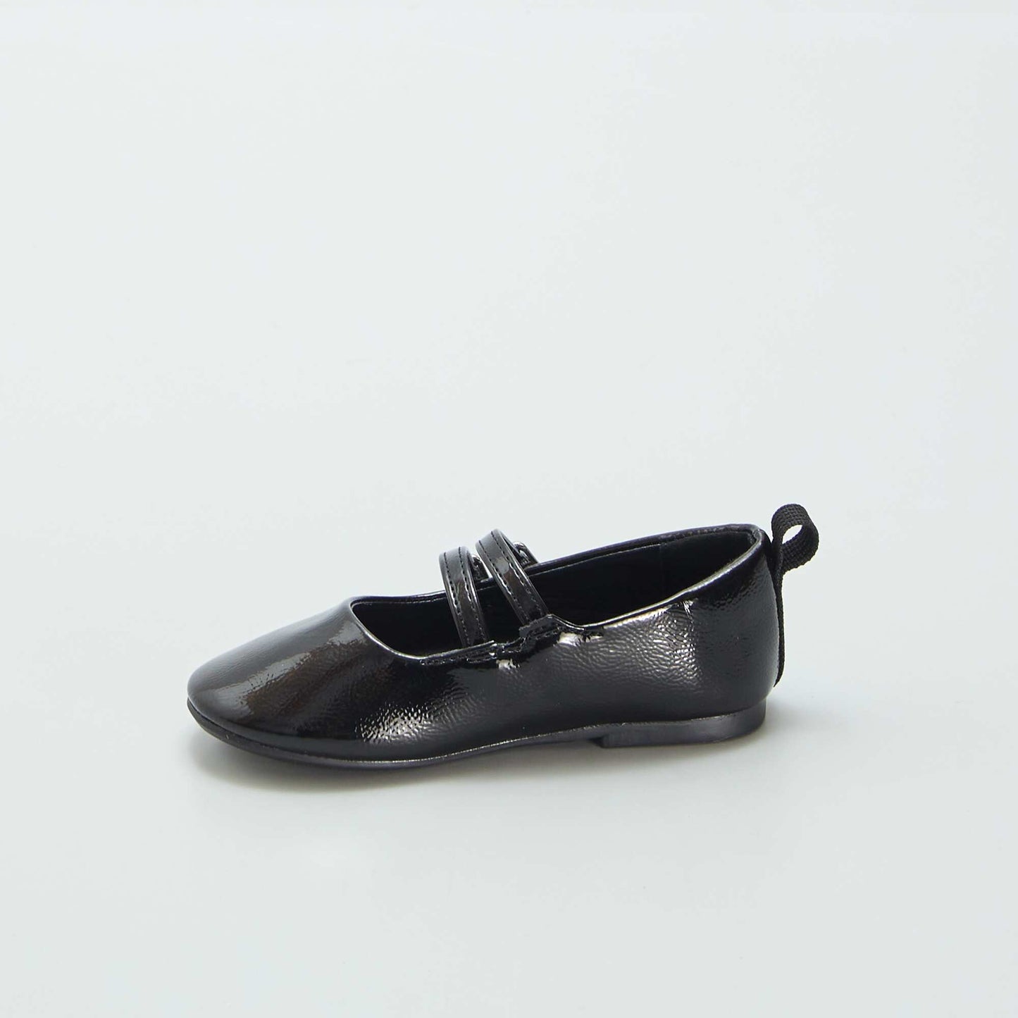 Double strap patent ballet pumps black