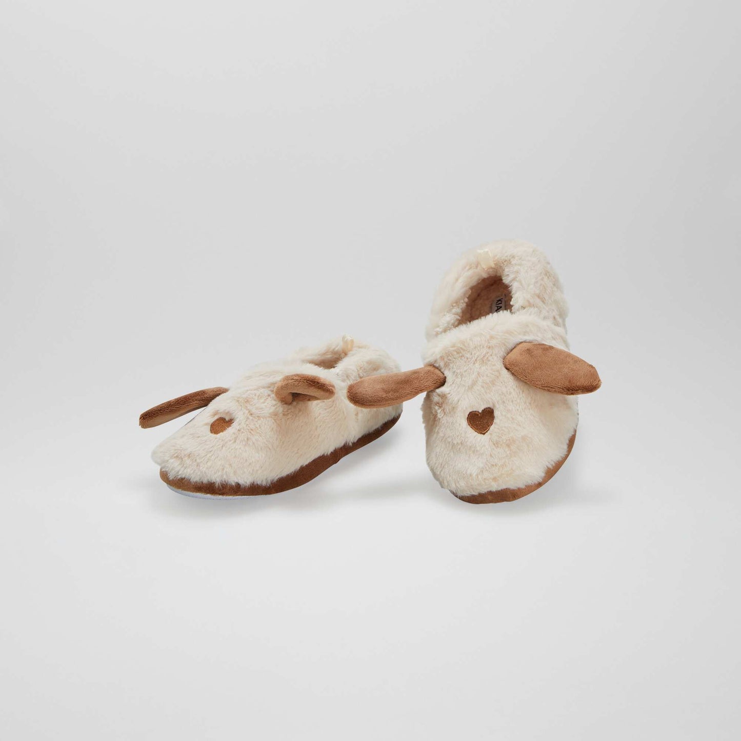 Animal design elasticated slippers BROWN