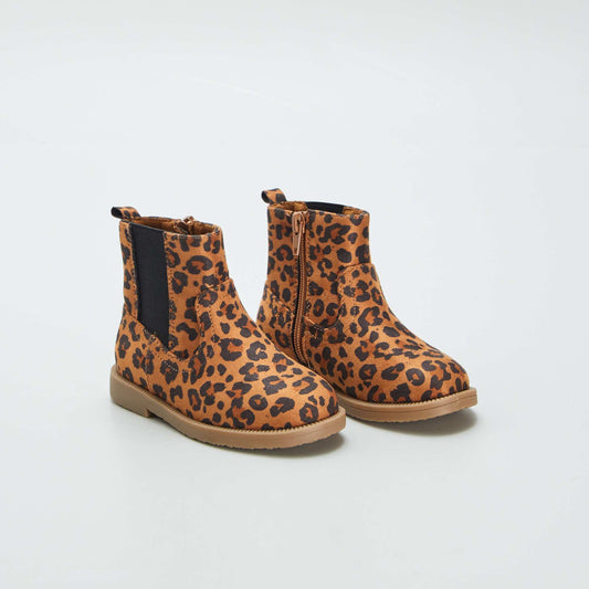 Leopard print Chelsea boots BROWN