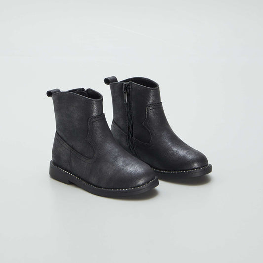 Cowboy-style ankle boots black