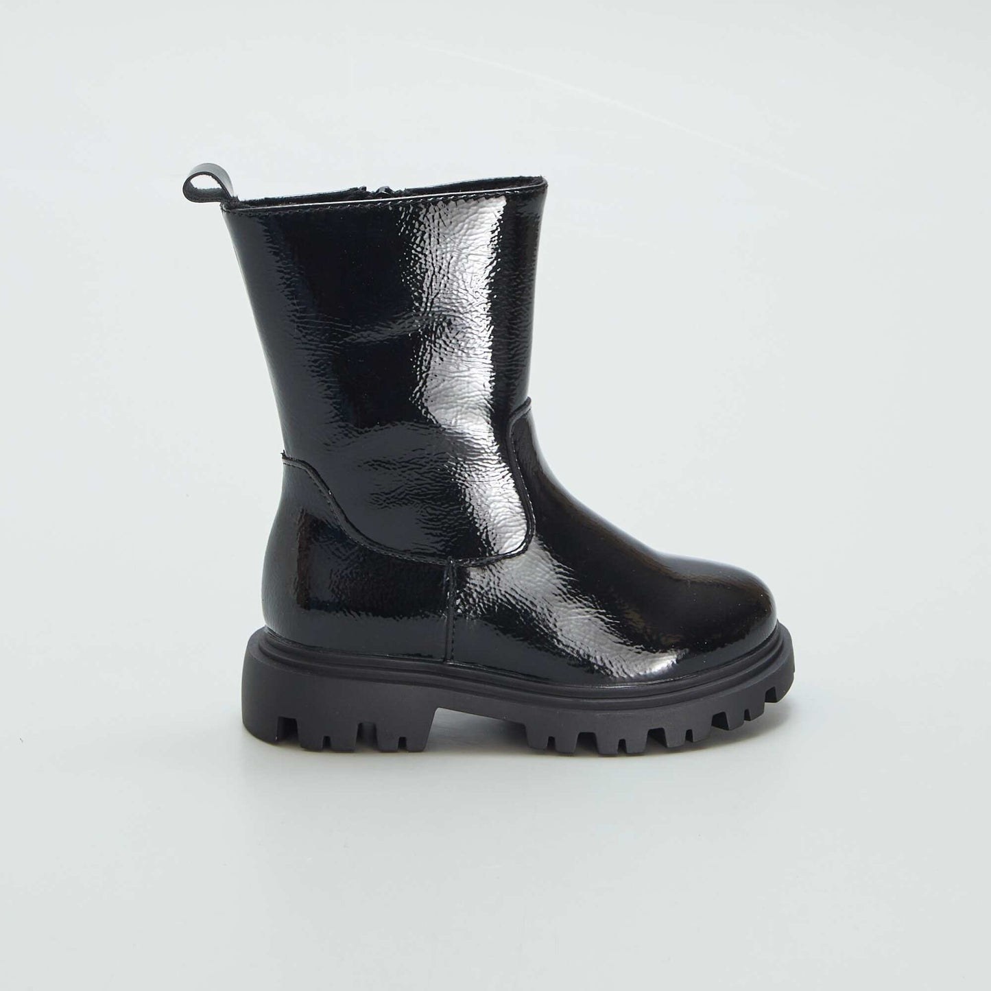 Patent ankle boots black