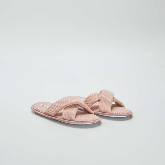 Cotton gauze mule slippers PINK