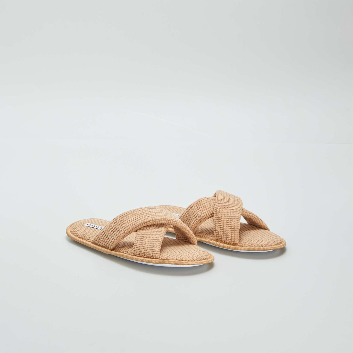 Cotton gauze mule slippers BROWN