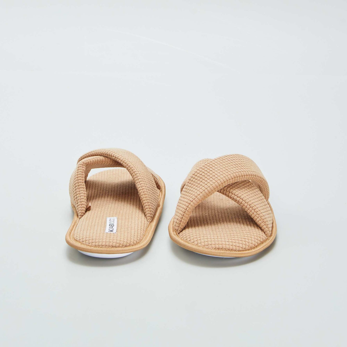 Cotton gauze mule slippers BROWN