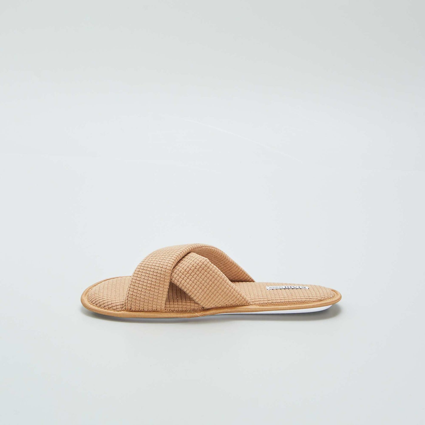 Cotton gauze mule slippers BROWN