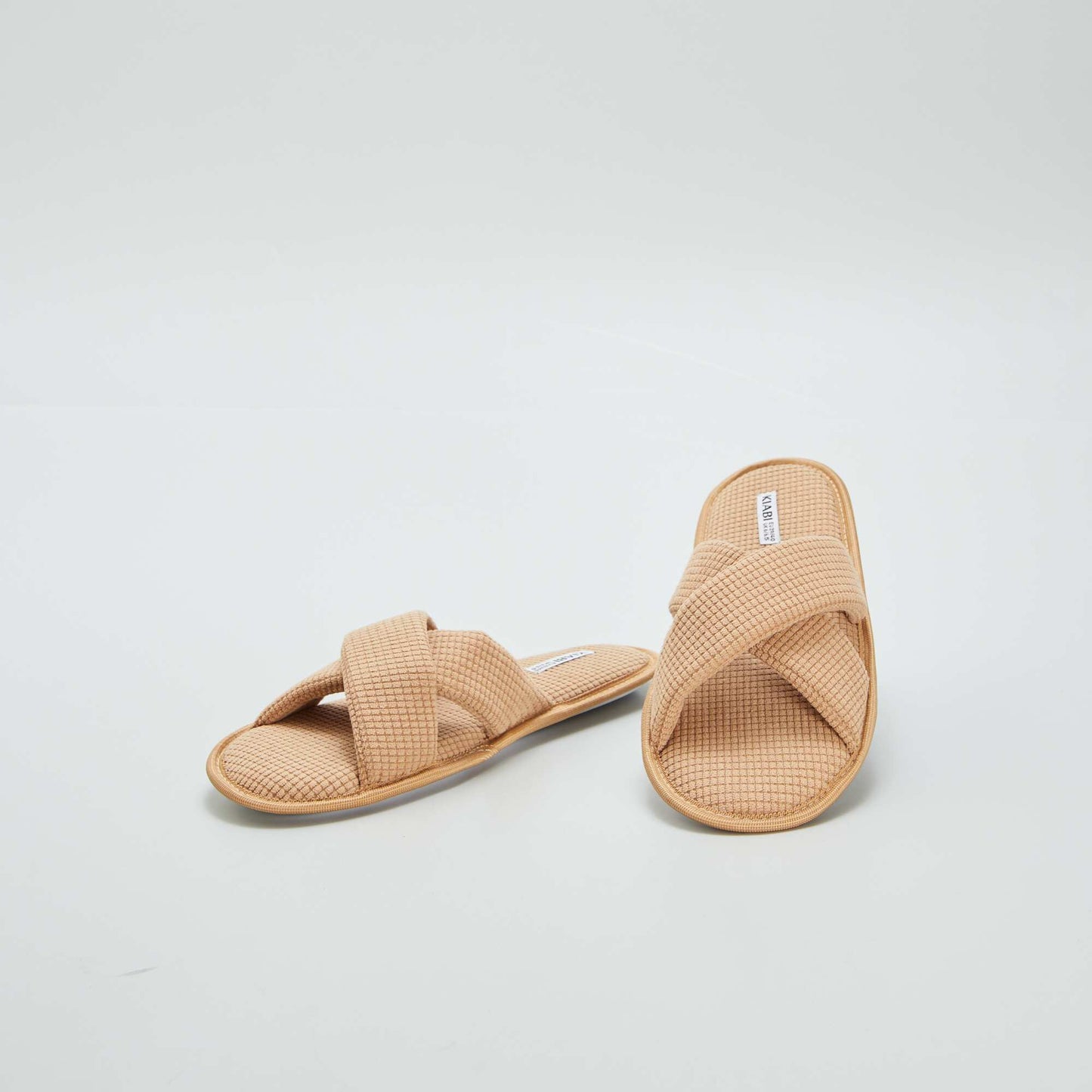 Cotton gauze mule slippers BROWN