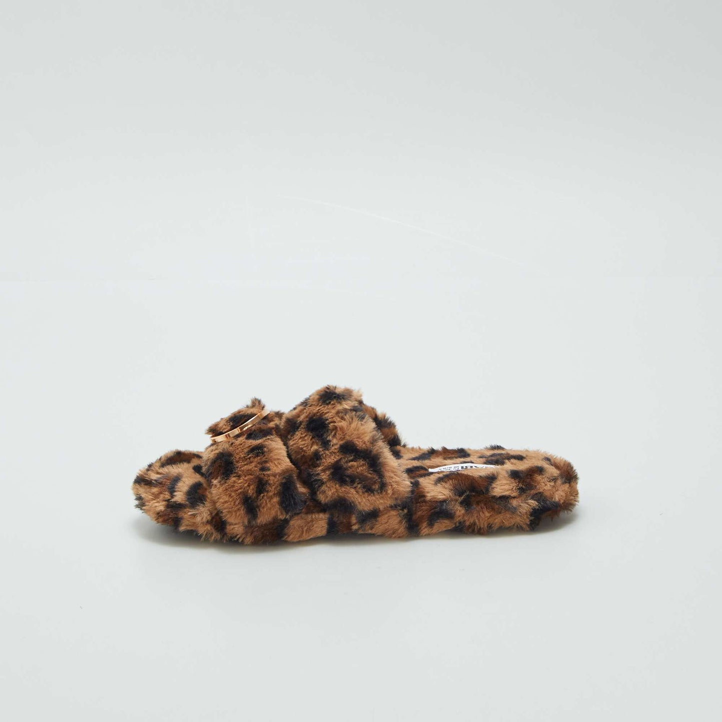 Furry leopardskin slippers BEIGE