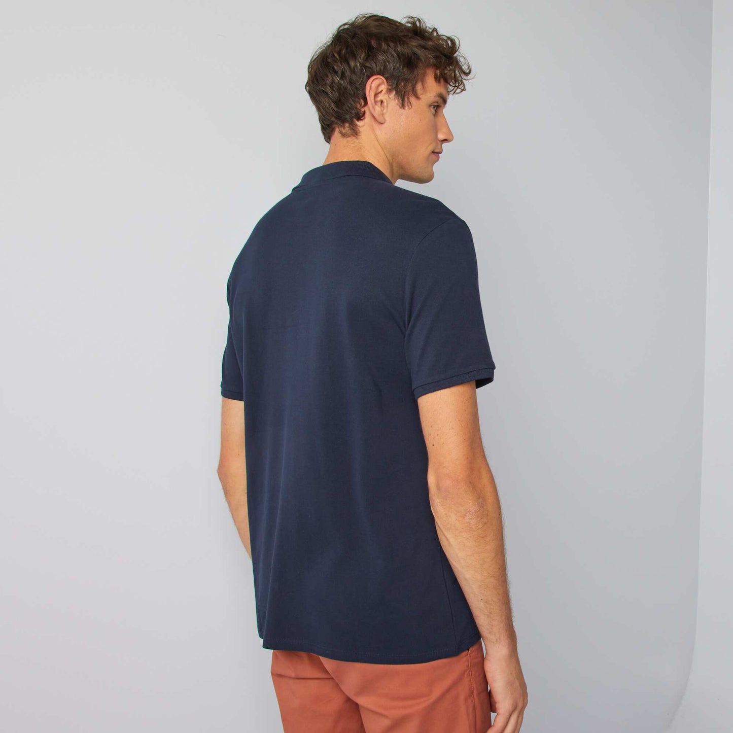 Cotton piqué polo shirt blue