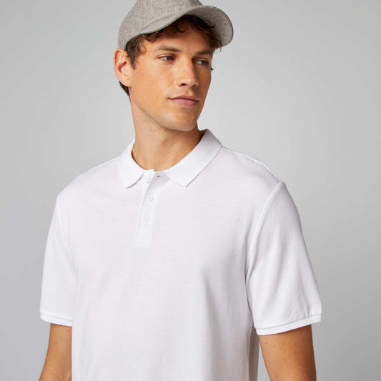 Cotton piqué polo shirt white